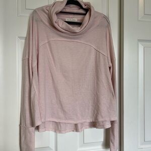 Free People We The Free Cozy Time Funnel Neck Pink Chocolate Knit Long Sleeve
